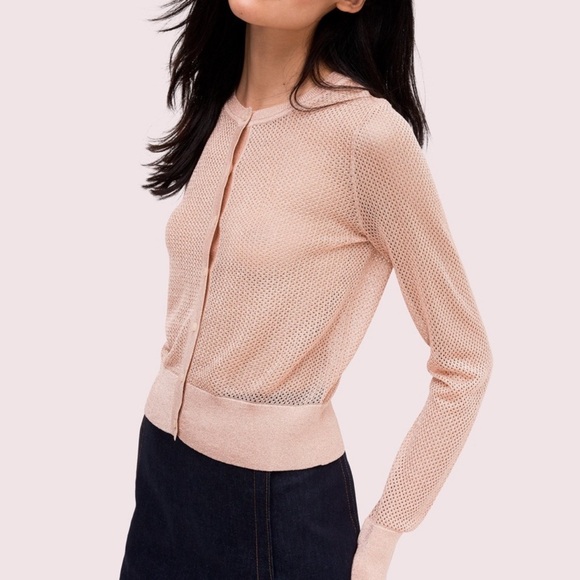 kate spade Sweaters - KATE SPADE Metallic Mesh Knit Fitted Button Front Cardigan EUC Size Small